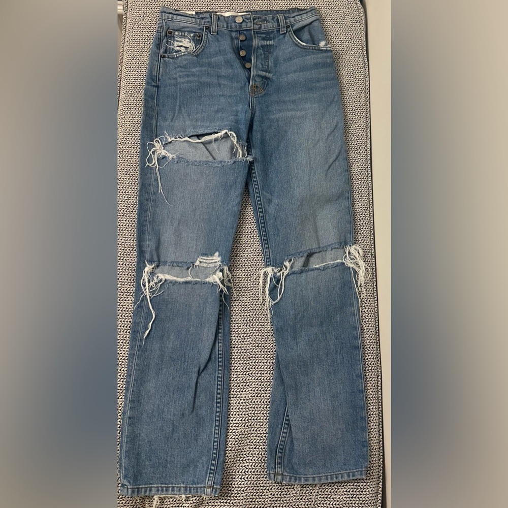 REFORMATION wide leg distressed jeans!